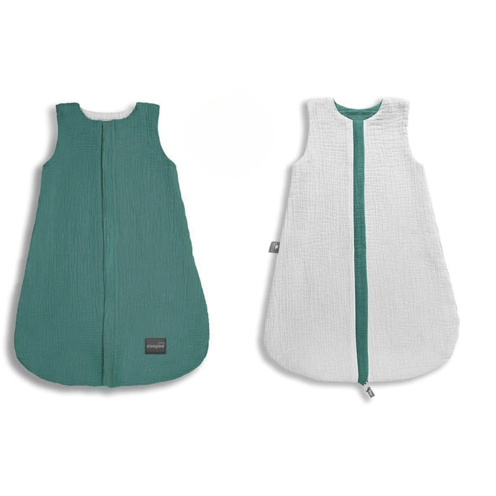 little schlafsack musselin Sleepee Doppelseitiger Musselin-Schlafsack Ocean Green 0-4m – 4kidspoint