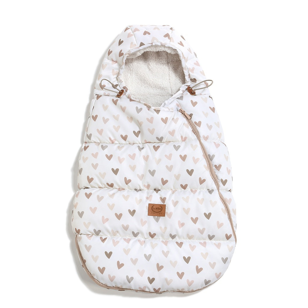 lil atelier schlafsack La Millou Kinderwagen Schlafsack Baby Multi Heartbeat Beige – 4kidspoint