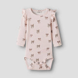 Lil' Atelier Baby Body Slim Silber Pfingstrose Schleife NBFGAVO