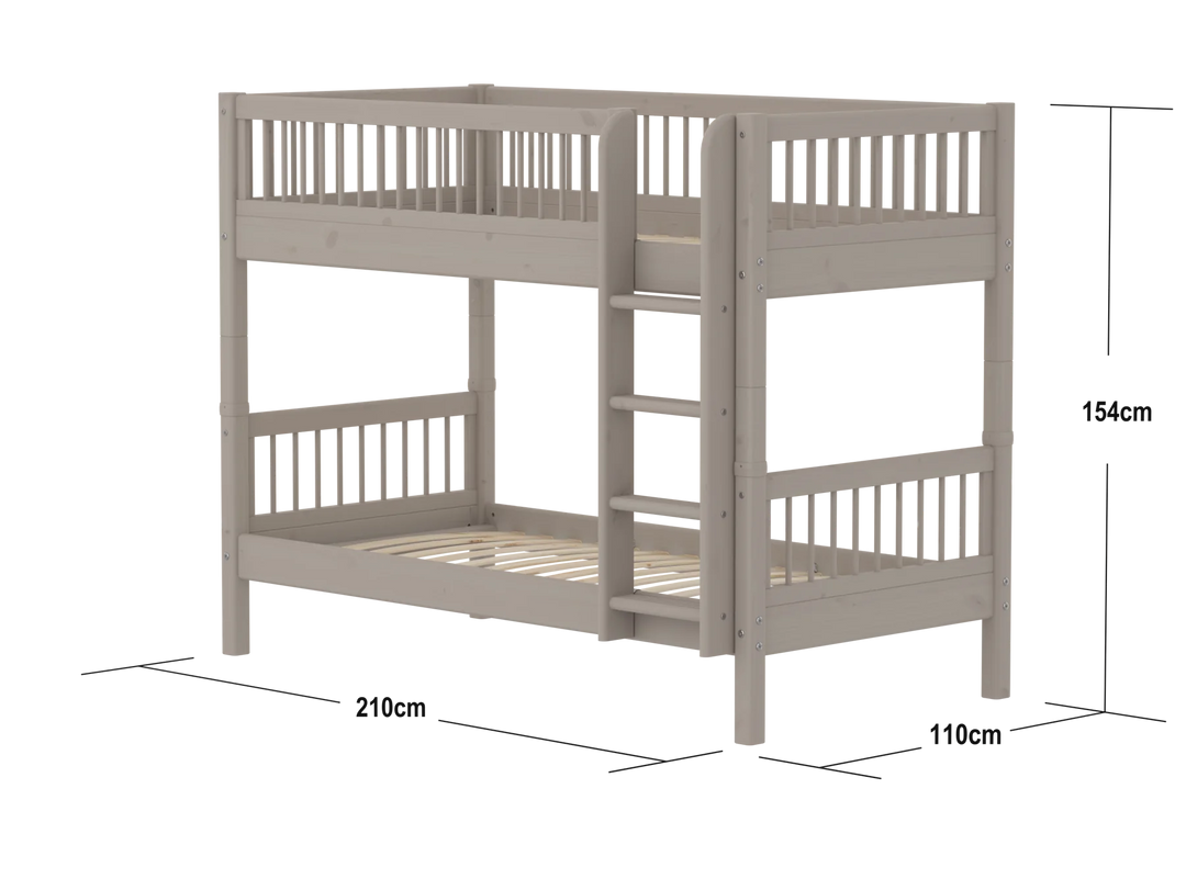 Flexa Etagenbett für Kinder mit gerader Leiter Classic Grey Washed Pine