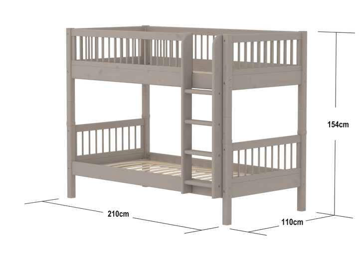 Flexa Etagenbett für Kinder mit gerader Leiter Classic Grey Washed Pine