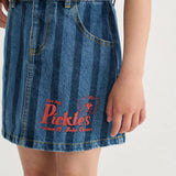 Bobo Choses Denim-Rock für Mädchen gestreift Pickles der Hund