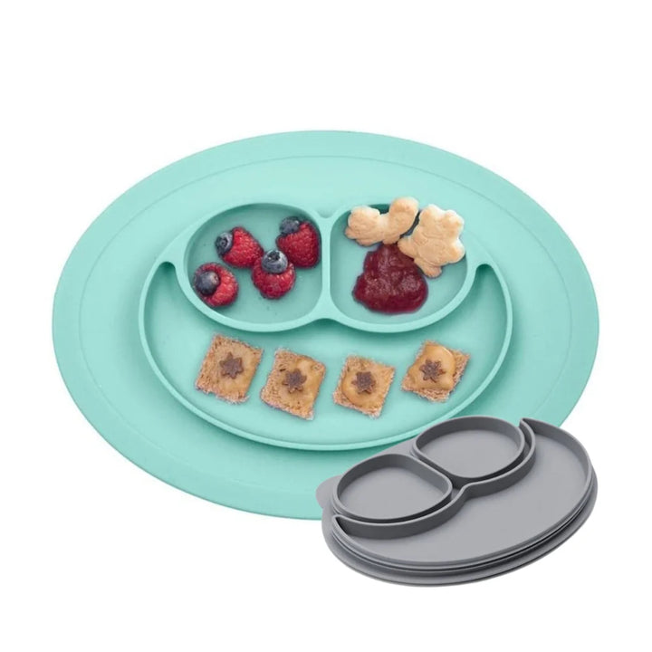 EZPZ Silikonteller pastellblau mit Pad klein 2in1 Mini Mat