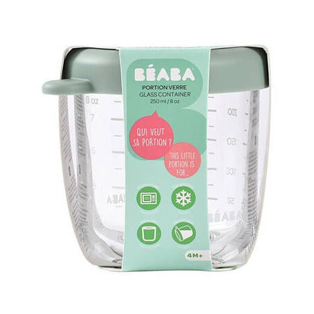 Beaba Lebensmittelbehälter aus Glas mit Verschluss Salbei grün 250 ml – 4kidspoint
